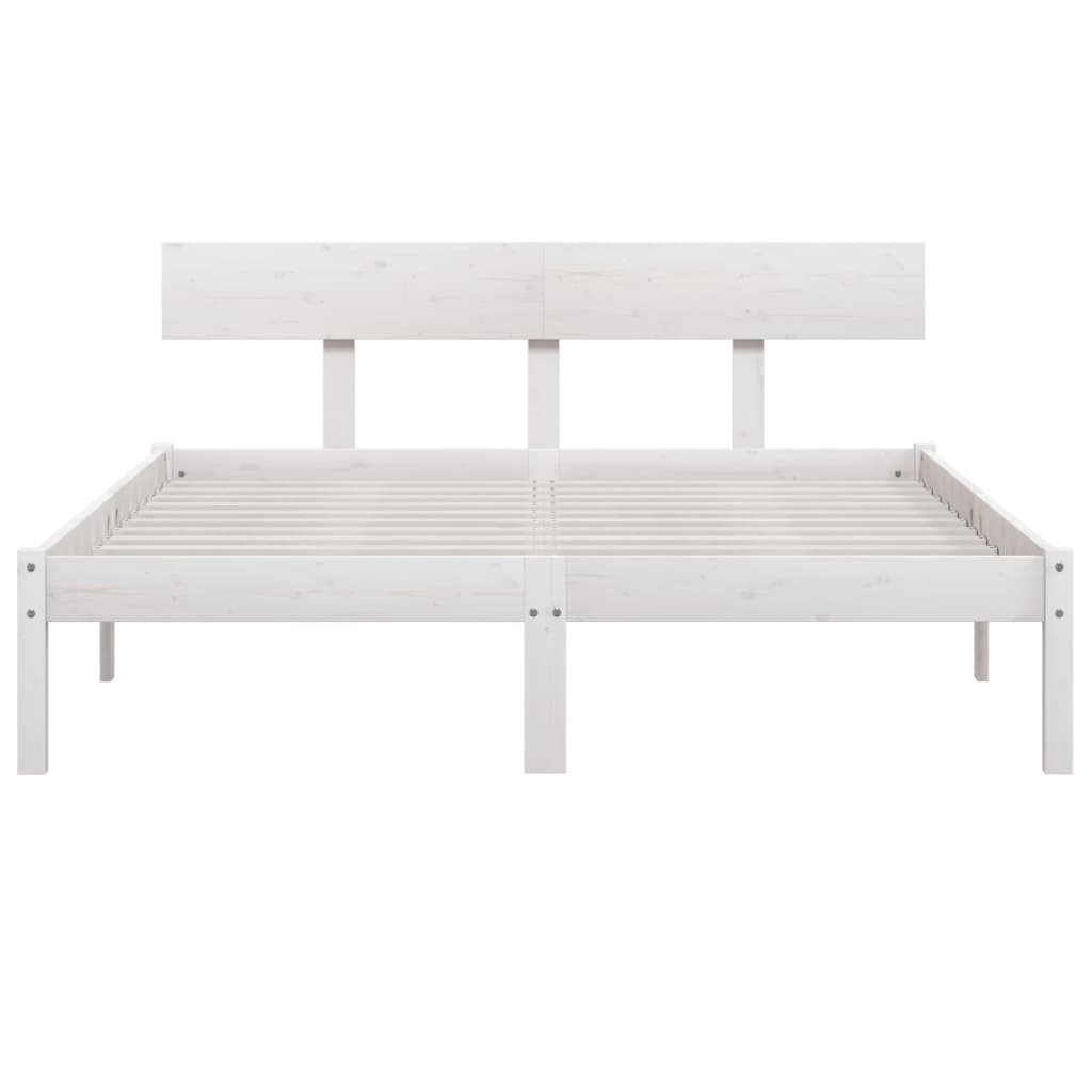 Estrutura de cama 140x190 cm pinho maciço branco