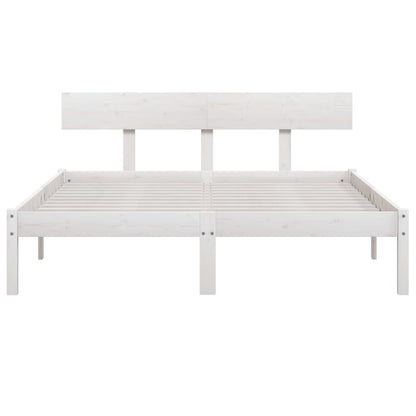 Estrutura de cama 140x190 cm pinho maciço branco