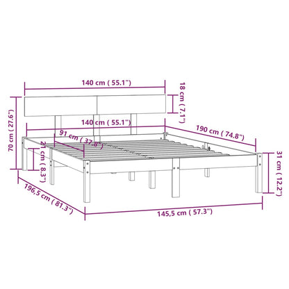 Estrutura de cama 140x190 cm pinho maciço branco