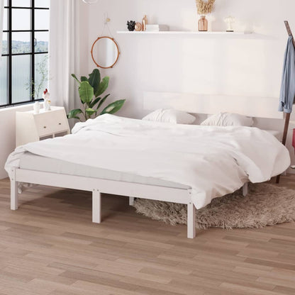 Estrutura de cama 140x190 cm pinho maciço branco