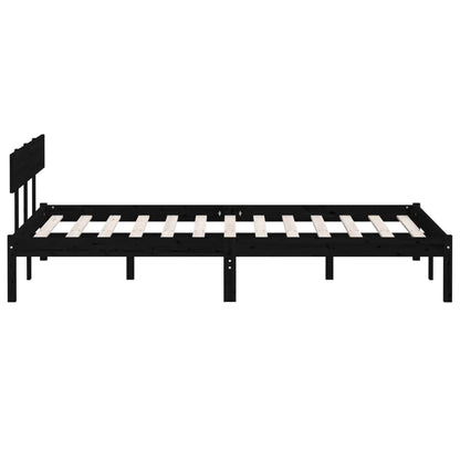 Estrutura de cama 140x190 cm pinho maciço preto