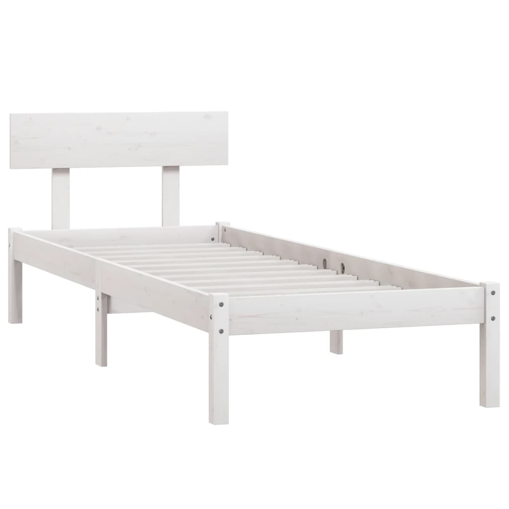 Estrutura de cama 90x200 cm pinho maciço branco