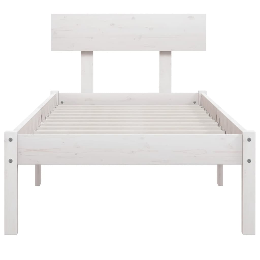 Estrutura de cama 100x200 cm pinho maciço branco