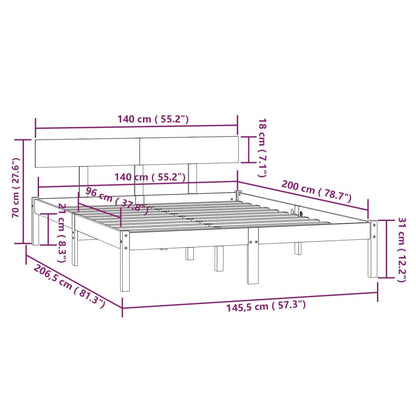 Estrutura de cama 140x200 cm pinho maciço branco