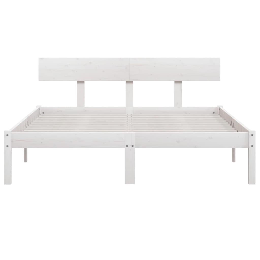 Estrutura de cama king 150x200 cm pinho maciço branco