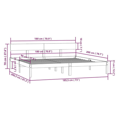 Estrutura de cama super king 180x200 cm pinho maciço