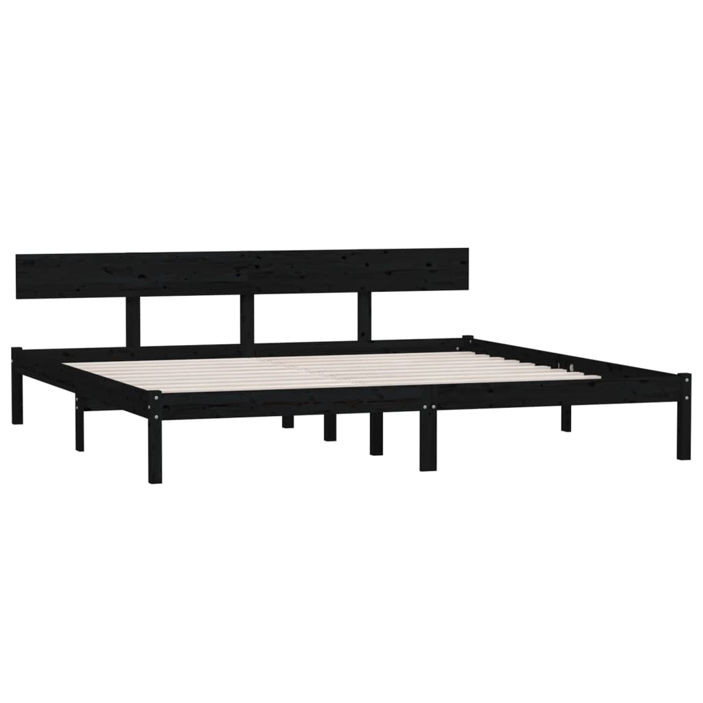 Estrutura de cama super king 180x200 cm pinho maciço preto