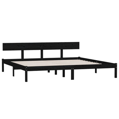 Estrutura de cama super king 180x200 cm pinho maciço preto