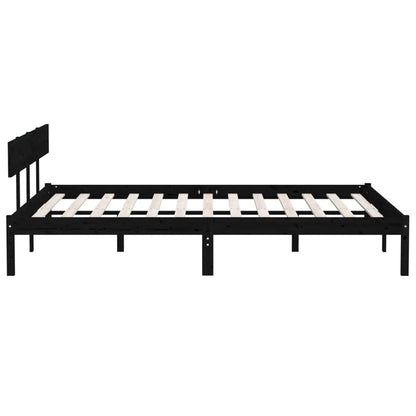 Estrutura de cama super king 180x200 cm pinho maciço preto