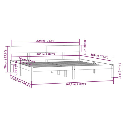 Estrutura de cama 200x200 cm pinho maciço branco