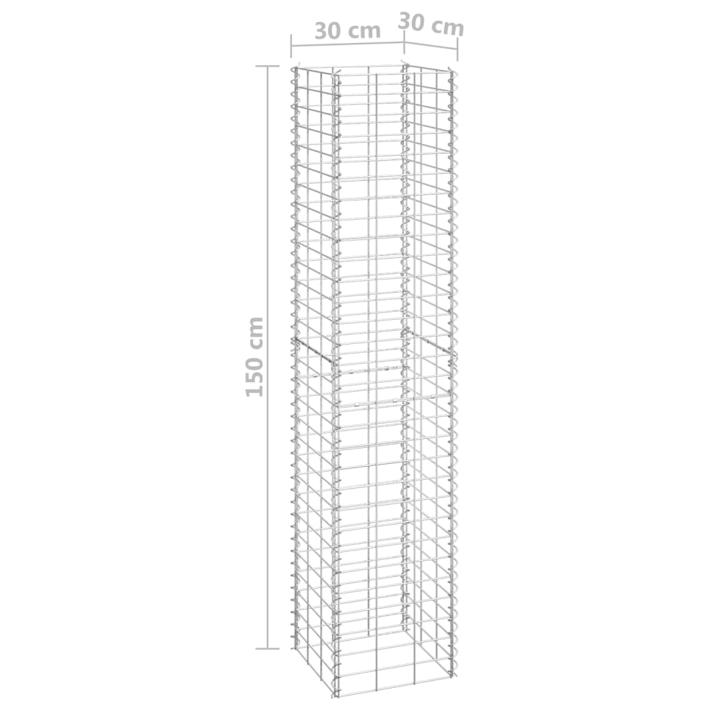 Canteiro/gabião elevado 3 pcs 30x30x150 cm ferro