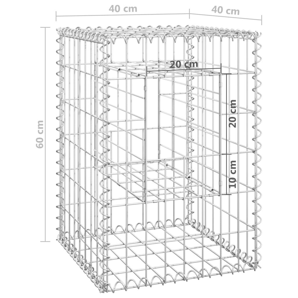 Postes/cestos gabião 2 pcs 40x40x60 cm ferro