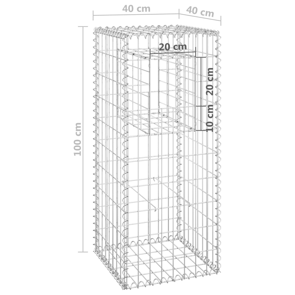 Postes/cestos gabião 2 pcs 40x40x100 cm ferro