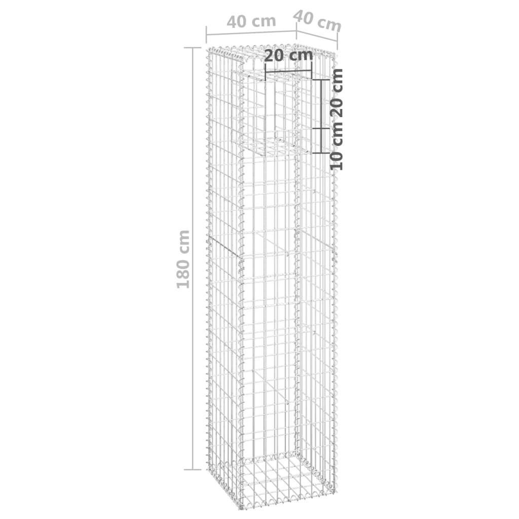 Postes/cestos gabião 2 pcs 40x40x180 cm ferro