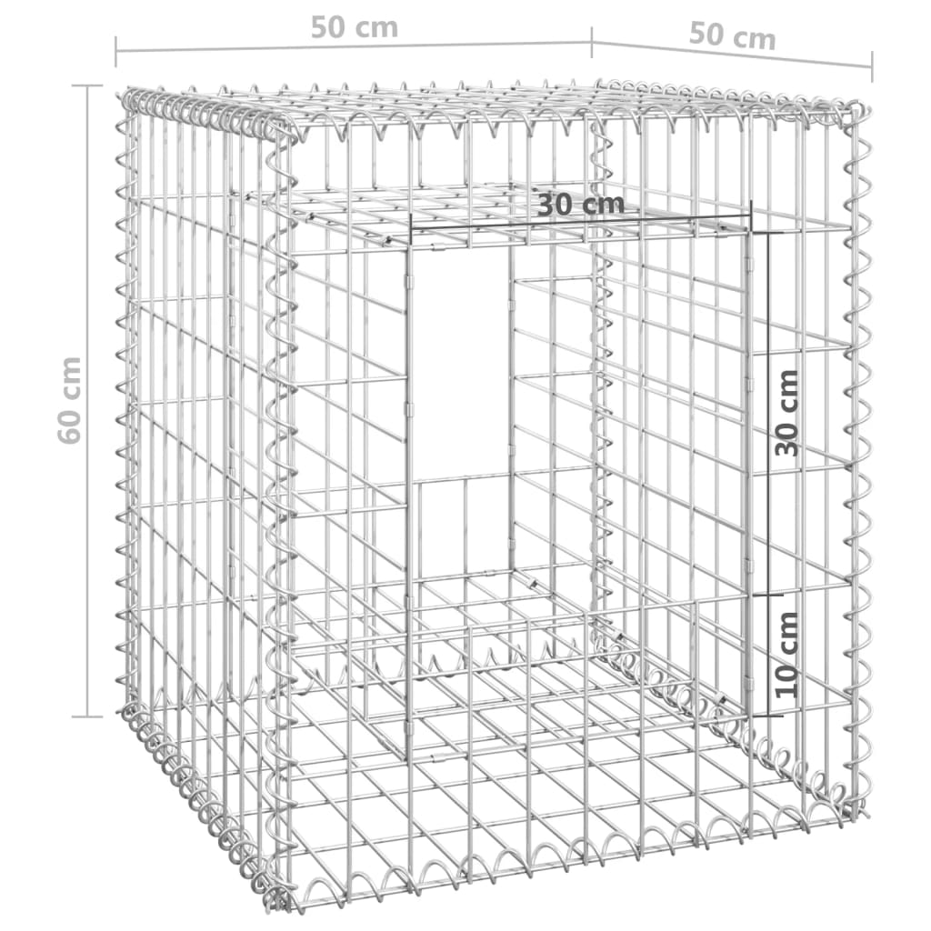 Postes/cestos gabião 2 pcs 50x50x60 cm ferro