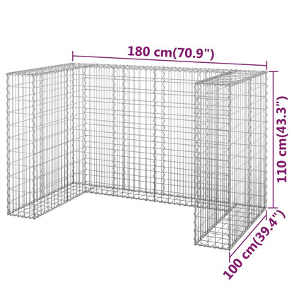 Muro gabião p/ caixotes do lixo aço galvanizado 180x100x110 cm