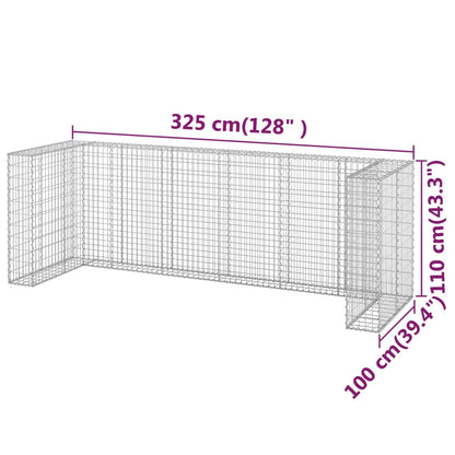 Muro gabião p/ caixotes do lixo aço galvanizado 325x100x110 cm