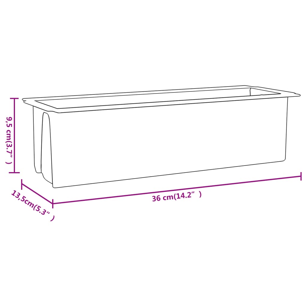 Floreiras para paletes Euro 12 pcs 36x13,5x9,5 cm PP cinzento