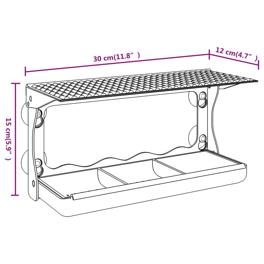 Alimentadores de pássaros para janela 2 pcs 30x12x15cm acrílico