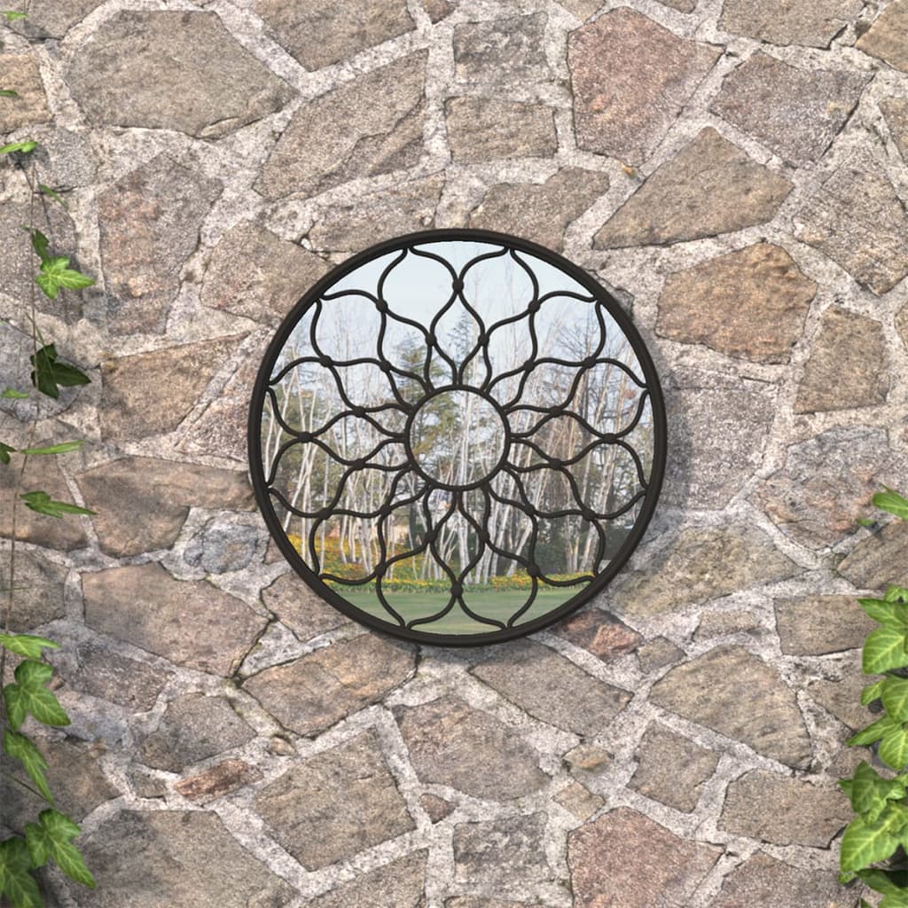 Espelho de jardim p/ uso exterior ferro 40x3 cm preto