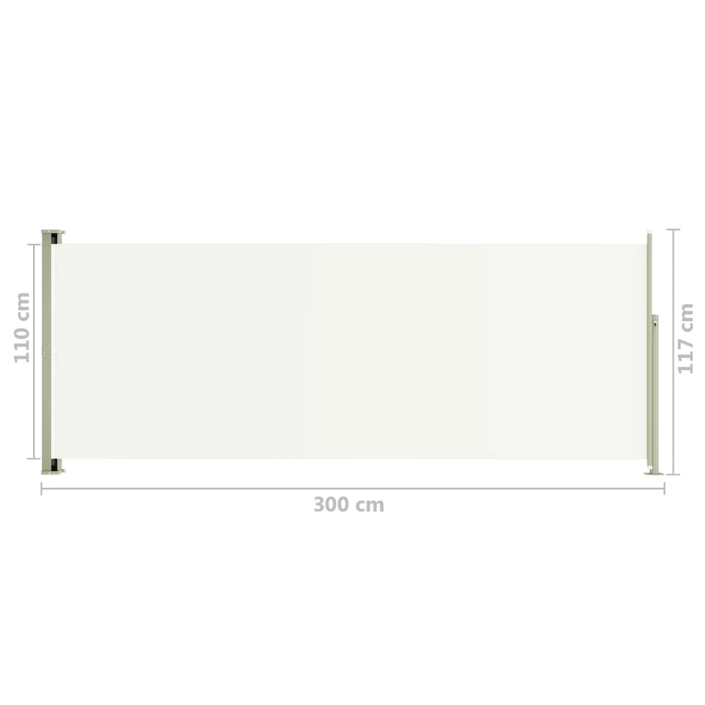 Toldo lateral retrátil para pátio 117x300 cm cor creme