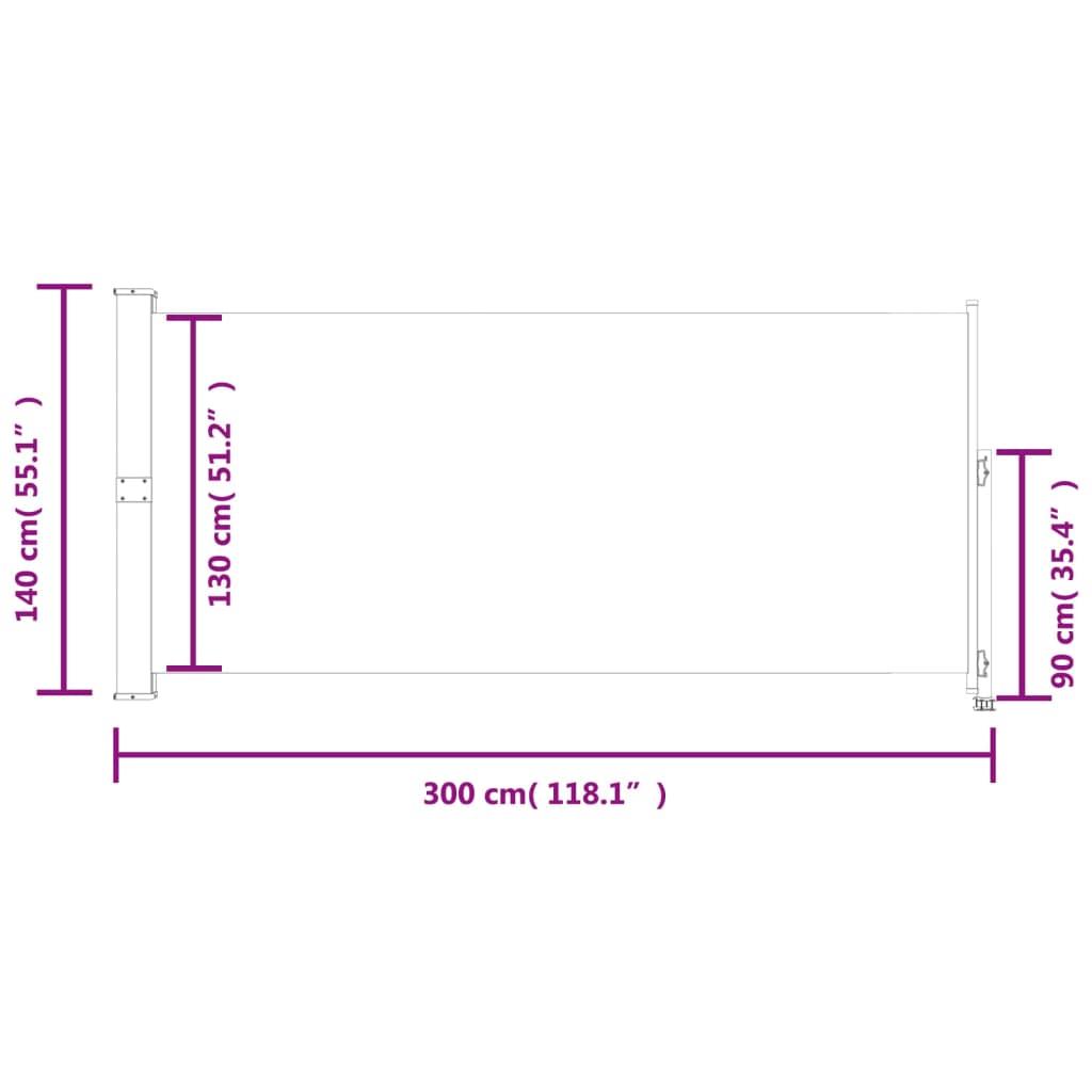 Toldo lateral retrátil para pátio 140x300 cm azul