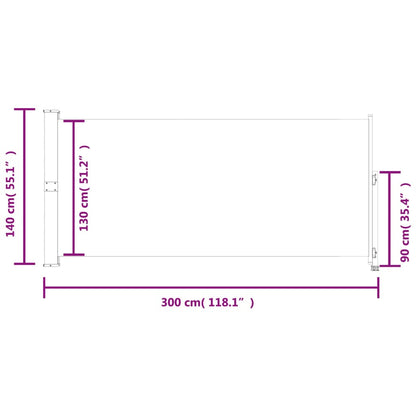 Toldo lateral retrátil para pátio 140x300 cm azul