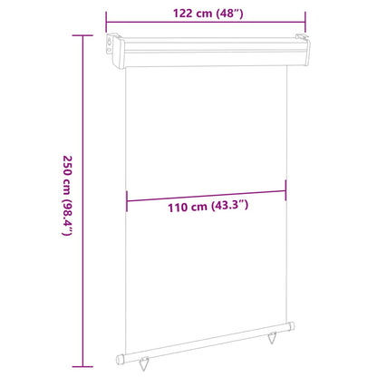 Toldo lateral para varanda 117x250 cm cor creme