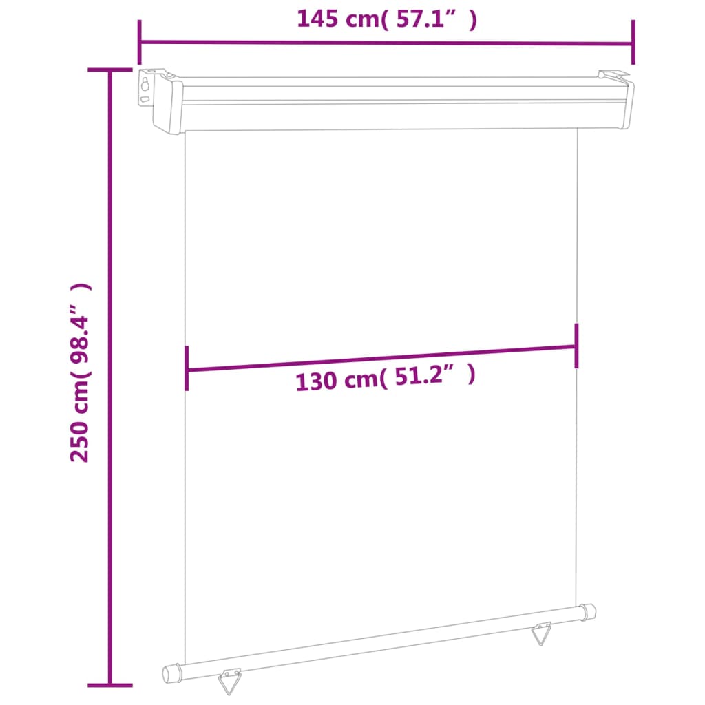 Toldo lateral para varanda 140x250 cm vermelho