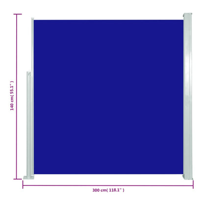 Toldo lateral retrátil para pátio 140x300 cm azul