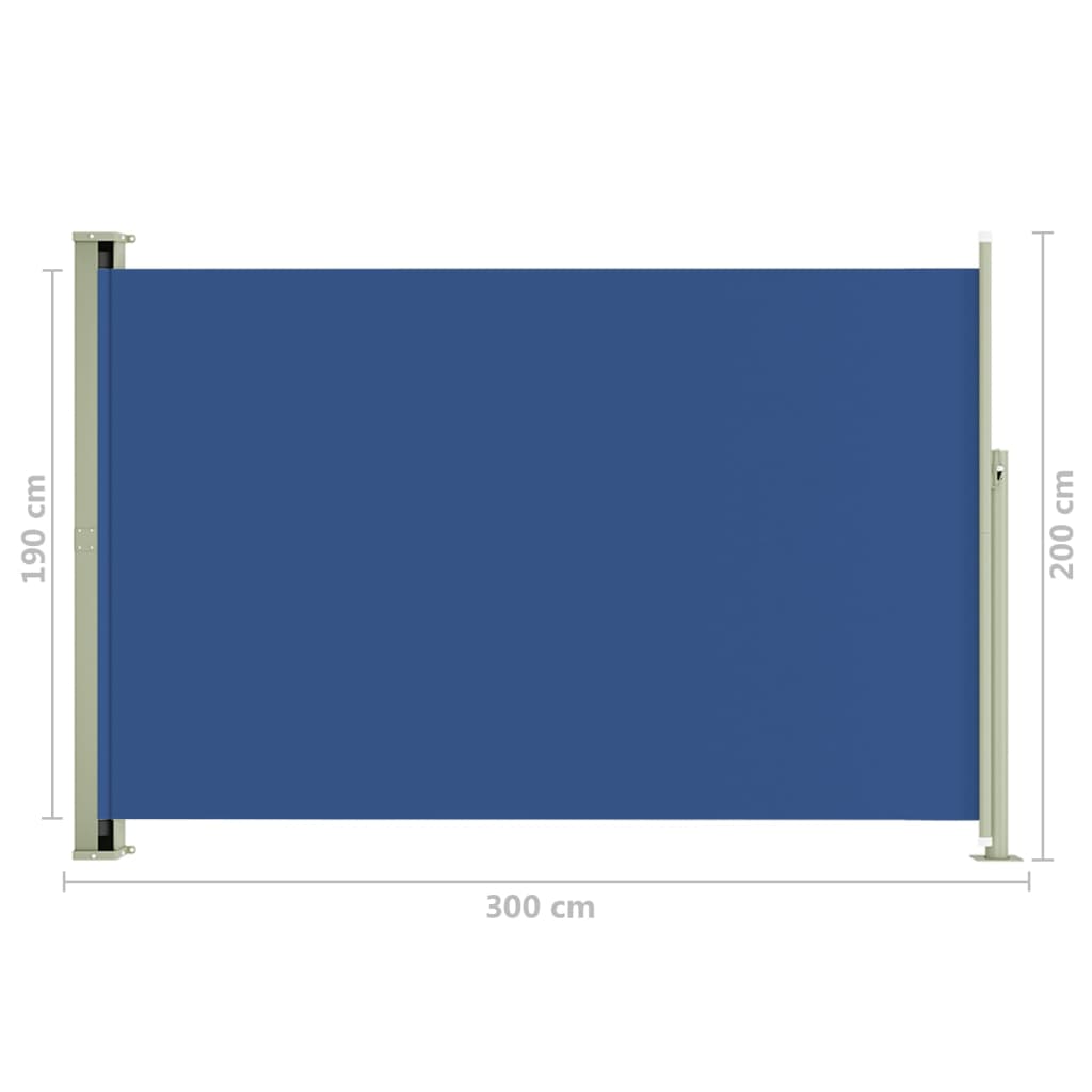 Toldo lateral retrátil para pátio 200x300 cm azul