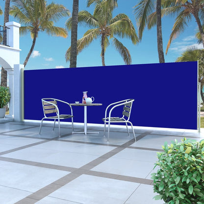 Toldo lateral retrátil para pátio 160x500 cm azul