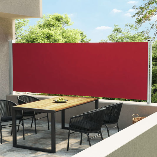 Toldo lateral retrátil para pátio 160x600 cm vermelho