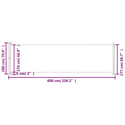 Toldo lateral retrátil de pátio 180x600 cm cor creme