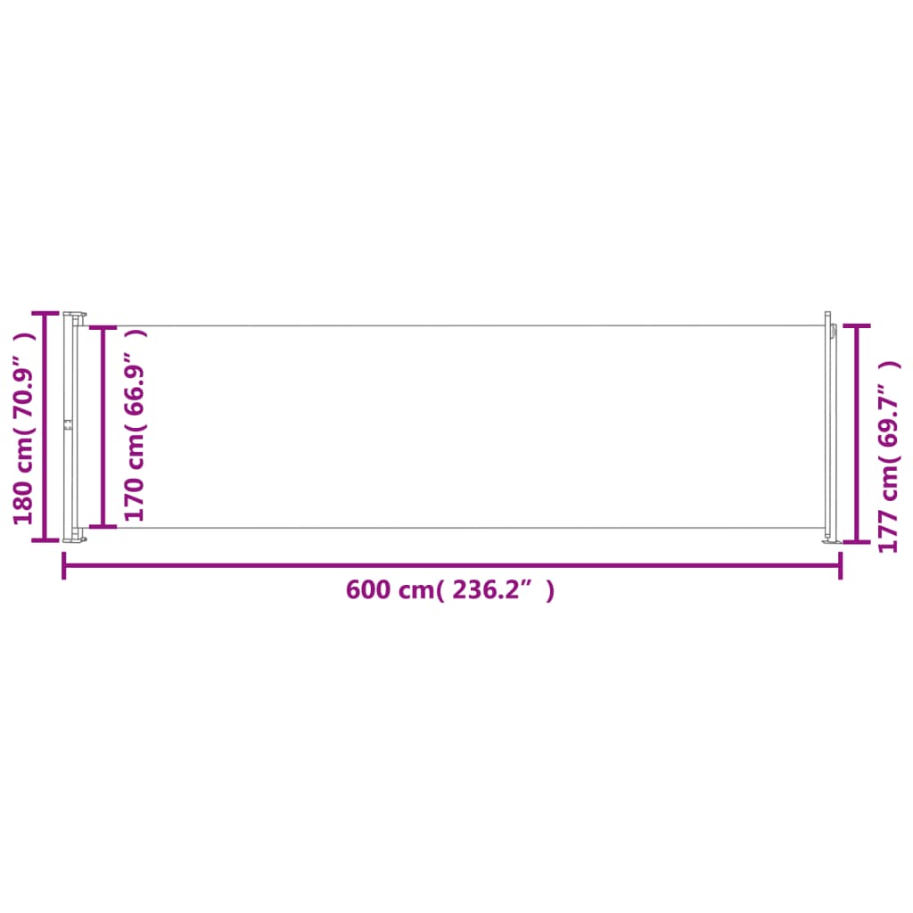 Toldo lateral retrátil de pátio 180x600 cm azul