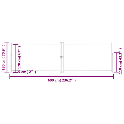 Toldo lateral retrátil 180x600 cm antracite