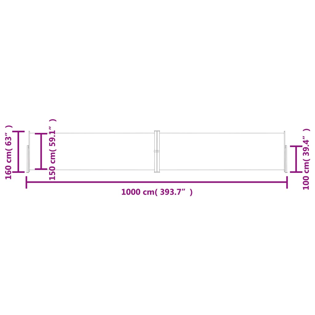 Toldo lateral retrátil 160x1000 cm cor creme