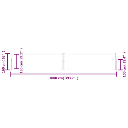 Toldo lateral retrátil 160x1000 cm castanho