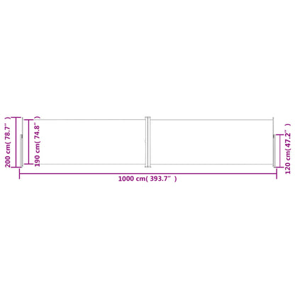 Toldo lateral retrátil 200x1000 cm cor creme