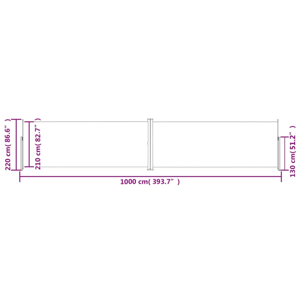 Toldo lateral retrátil 220x1000 cm cor creme