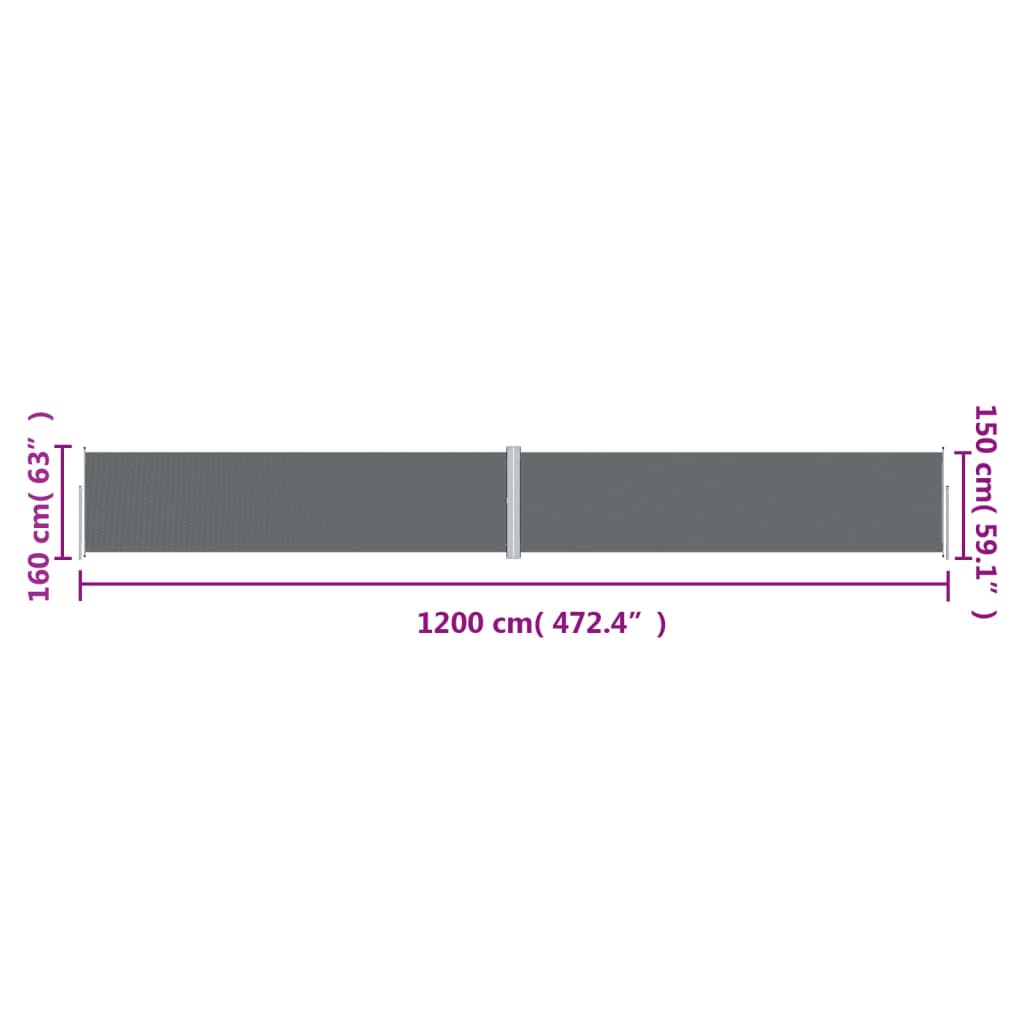 Toldo lateral retrátil 160x1200 cm antracite