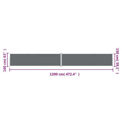 Toldo lateral retrátil 160x1200 cm antracite