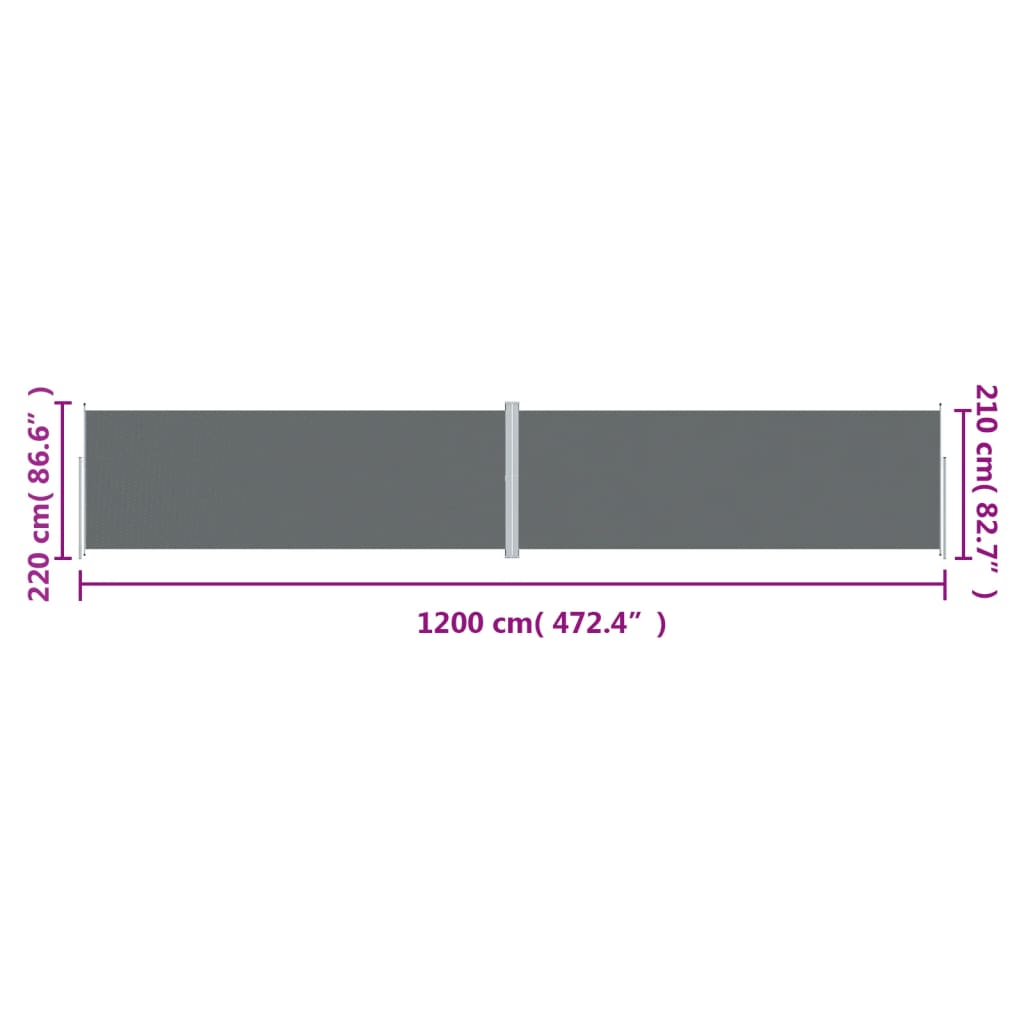 Toldo lateral retrátil 220x1200 cm antracite