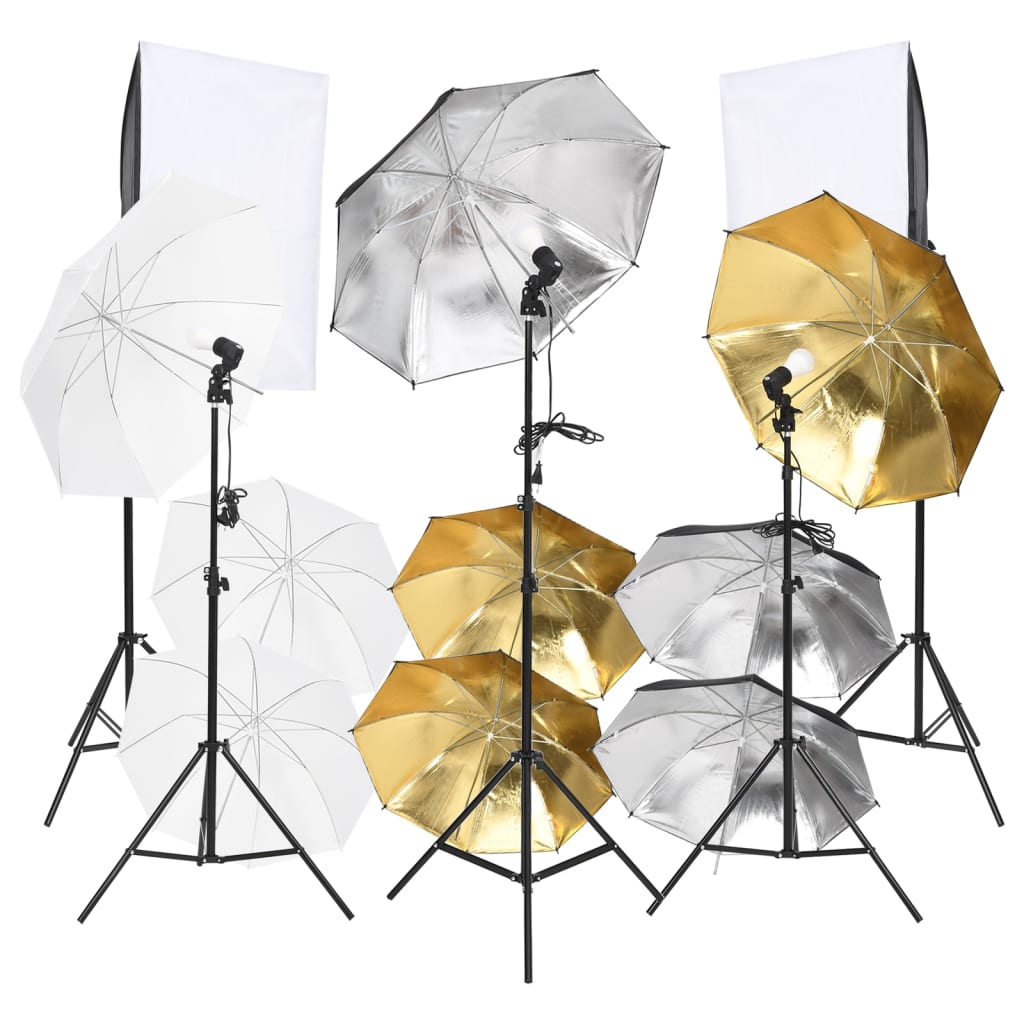 9 pcs Kit estúdio fotográfico c/ conjunto iluminação/softboxes