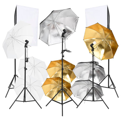 9 pcs Kit estúdio fotográfico c/ conjunto iluminação/softboxes