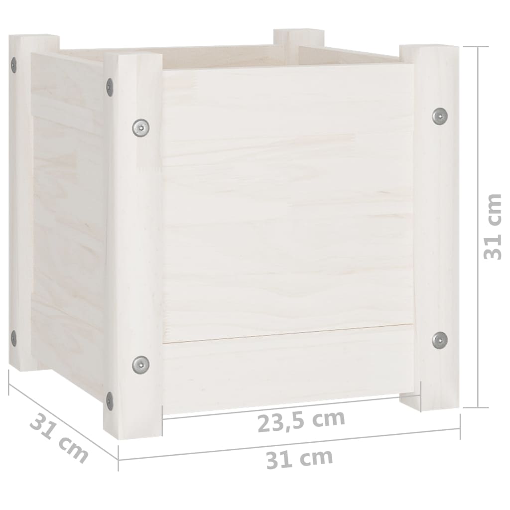 Vasos/floreiras de jardim 2 pcs 31x31x31 cm pinho maciço branco