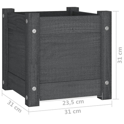 Vaso/floreira de jardim 31x31x31 cm pinho maciço cinzento