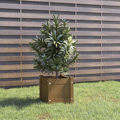 Vaso/floreira de jardim 31x31x31 cm pinho maciço castanho-mel