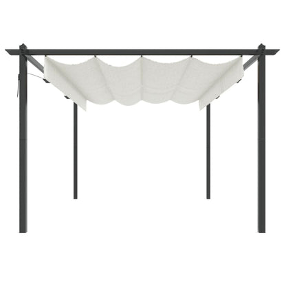 Gazebo de jardim com telhado retrátil 4x3 m cor creme