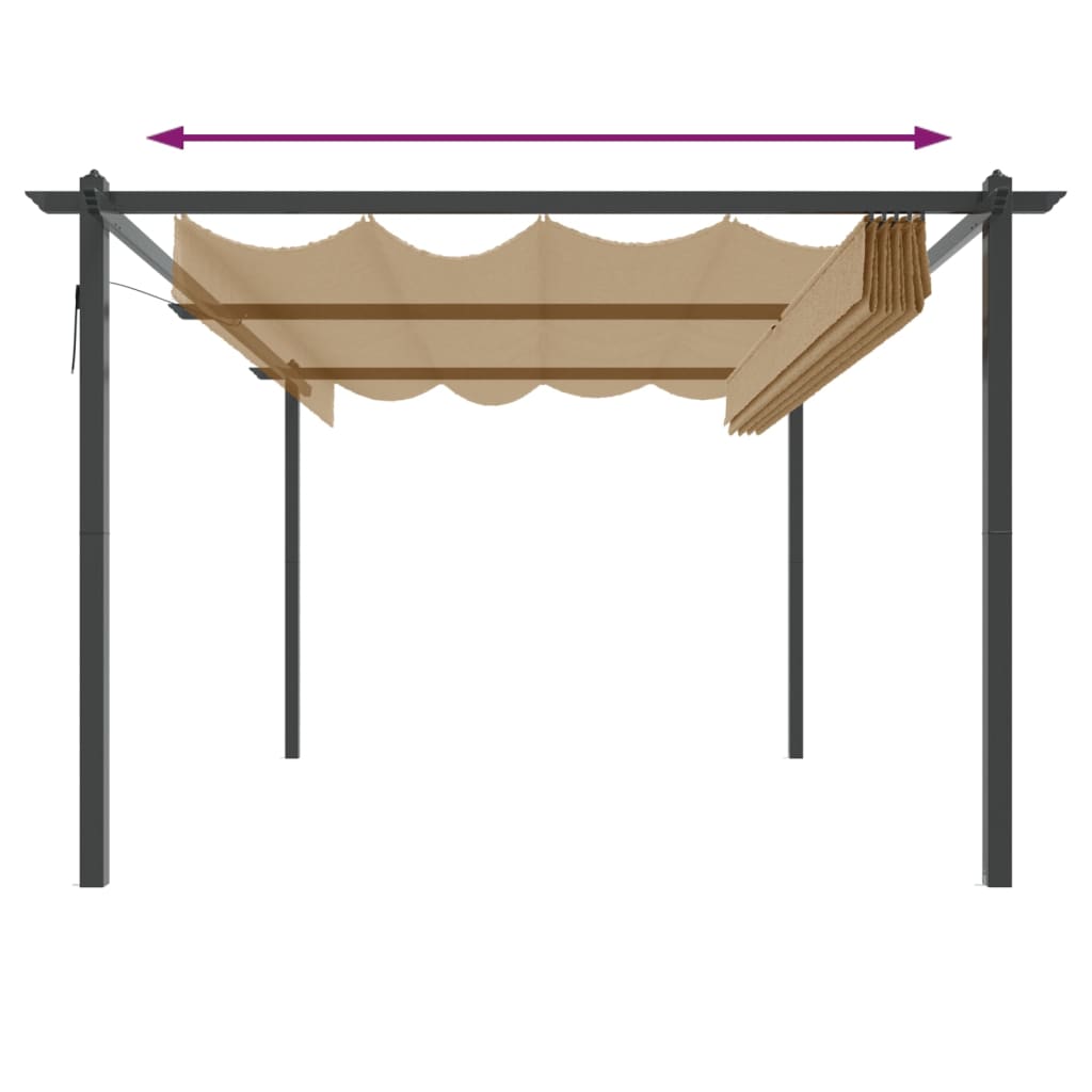 Gazebo de jardim com telhado retrátil 4x3 m cinza-acastanhado